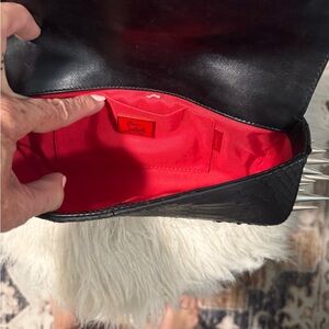 Christian Louboutin Black Clutch with Silver Spikes